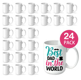 Father’s Day Special – 24 Pack Joyclub 15 oz Sublimation Coffee Mugs Blank, Premium White Ceramic Mugs for Heat Press & Custom Printing, Bulk DIY Gift Set