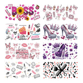 UV DTF Cup Wraps – 8 Sheets for 16oz Glass Cups, Decals & Craft Supplies (Lady)