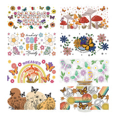 UV DTF Cup Wraps – 8 Sheets for 16oz Glass Cups, Decals & Craft Supplies (Butterfly C)