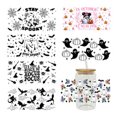 UV DTF Cup Wraps – 7 Sheets for 16oz Glass Cups, Decals & Craft Supplies (Halloween B)