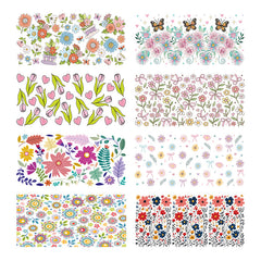 UV DTF Cup Wraps – 8 Sheets for 16oz Glass Cups, Decals & Craft Supplies (Flower C)