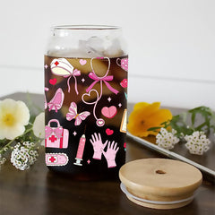 UV DTF Cup Wraps – 8 Sheets for 16oz Glass Cups, Decals & Craft Supplies (Nurse)