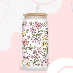 UV DTF Cup Wraps – 8 Sheets for 16oz Glass Cups, Decals & Craft Supplies (Flower C)