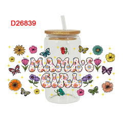 UV DTF Cup Wraps – 8 Sheets for 16oz Glass Cups, Decals & Craft Supplies (Butterfly C)