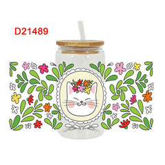 UV DTF Cup Wraps – 7 Sheets for 16oz Glass Cups, Decals & Craft Supplies (Cat)