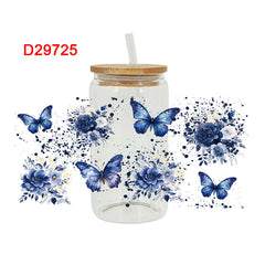 UV DTF Cup Wraps – 8 Sheets for 16oz Glass Cups, Decals & Craft Supplies (Butterfly A)