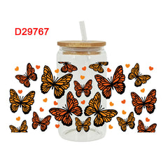 UV DTF Cup Wraps – 8 Sheets for 16oz Glass Cups, Decals & Craft Supplies (Butterfly A)