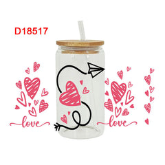 UV DTF Cup Wraps – 6 Sheets for 16oz Glass Cups, Decals & Craft Supplies (Heart)