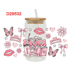 UV DTF Cup Wraps – 8 Sheets for 16oz Glass Cups, Decals & Craft Supplies (Lady)