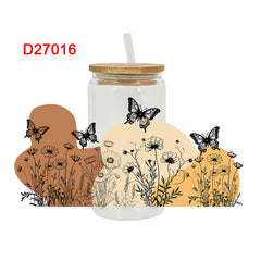 UV DTF Cup Wraps – 8 Sheets for 16oz Glass Cups, Decals & Craft Supplies (Butterfly C)