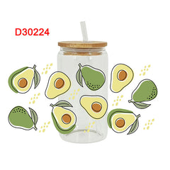 UV DTF Cup Wraps – 8 Sheets for 16oz Glass Cups, Decals & Craft Supplies (Fruit C)