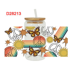 UV DTF Cup Wraps – 8 Sheets for 16oz Glass Cups, Decals & Craft Supplies (Butterfly C)