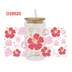 UV DTF Cup Wraps – 8 Sheets for 16oz Glass Cups, Decals & Craft Supplies (Flower D)