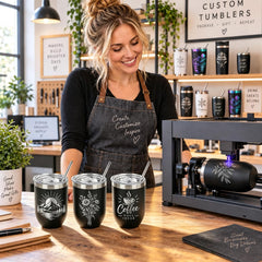 12 oz Black Wine Tumblers Bulk for Laser Engraving 10 Pack