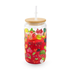 Sublimation Clear Glass Cups Blanks with Bamboo Lids / Case of 48