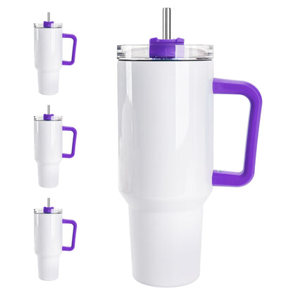 40 OZ Sublimation Tumblers with Purple Handle