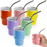 Joyclub 3 oz Mini Tumbler Shot Glass with Straw 6 Pack Colored Sublimation Shot Glasses