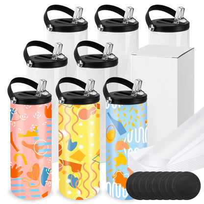 20oz Sublimation Tumblers Water Bottles with Wide Mouth Handle Cap And Straw
