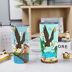 20 oz Tumbler Flying Wings as Eagles Stainless Steel Insulated Travel Coffee Mug(Golden Gate Bridge)