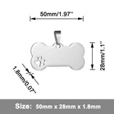 Bone Shape Stainless Steel Pet ID Tag – Double-Sided Engraving