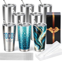 20 oz Sublimation Tumblers, 8 Pack Stainless Steel Tumbler Blanks