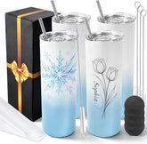 20 oz Sublimation Tumblers, 4 Pack Gradient Blue Straight Cups