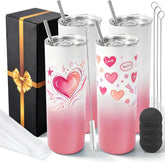 20 oz Sublimation Tumblers,4 Pack Gradient Light Pink Straight Cups