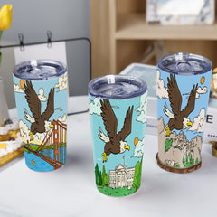 20 oz Tumbler Flying Wings as Eagles Stainless Steel Insulated Travel Coffee Mug(Mount Rushmore National Memorial)- Code: JULY4OFF