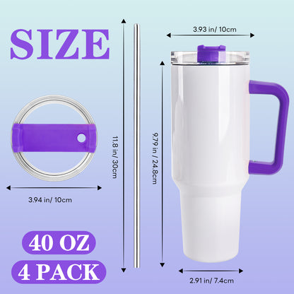 40 OZ Sublimation Tumblers with Purple Handle