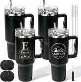 4 Pack 40oz Black Insulated Tumbler with Lids and Straws