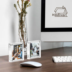 4x4 Acrylic Picture Frame 3 Pack, Clear Double Sided Photo Frame with Magnetic Acrylic Self Standing for Tabletop Display, Wedding Table Numbers