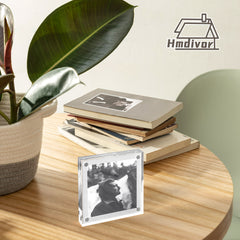 4x4 Acrylic Picture Frame 3 Pack, Clear Double Sided Photo Frame with Magnetic Acrylic Self Standing for Tabletop Display, Wedding Table Numbers