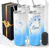 20 oz Sublimation Tumblers,4 Pack Gradient Dark Blue Straight Cups