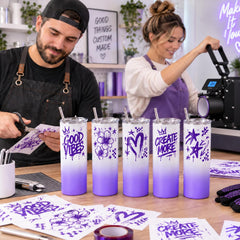 20 oz Sublimation Tumblers,4 Pack Gradient Purple Straight Cups