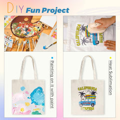 10 Pack Sublimation Tote Bags Blanks large 15 x 16 in with Long Handle