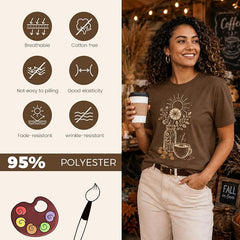 5PCS Unisex Sublimation Blank T-Shirts – Polyester Crew Neck Short Sleeve - Brown