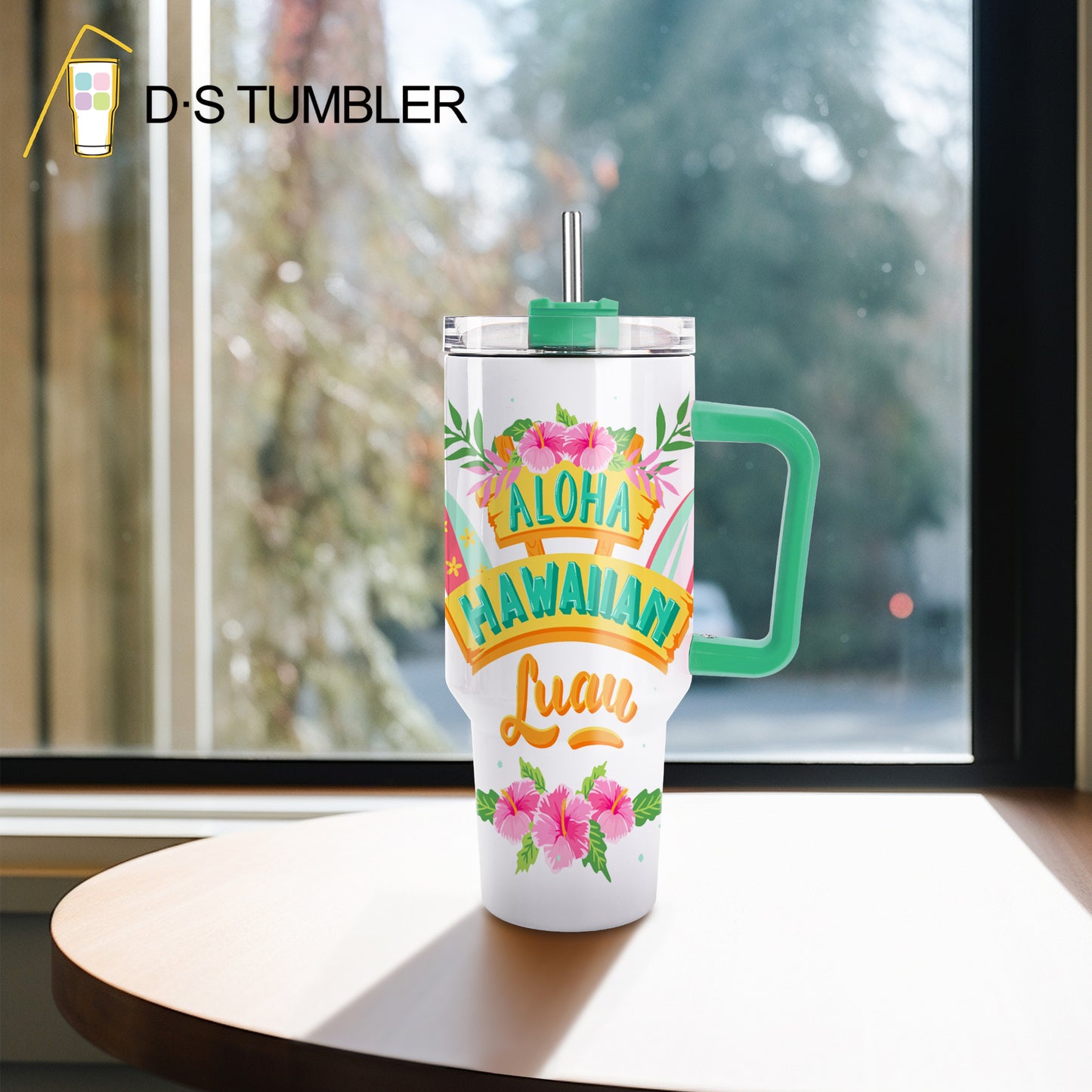 40 OZ Sublimation Tumblers with Green Handle