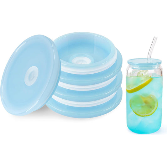 4 Pack Acrylic Lids for 16 oz Glass Cup (Blue)