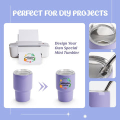 3 oz Mini Sublimation Shot Tumbler with Lid & Straw – Colored Stainless Steel