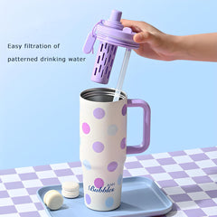 30oz Stainless Steel Tumbler with Handle & Straw