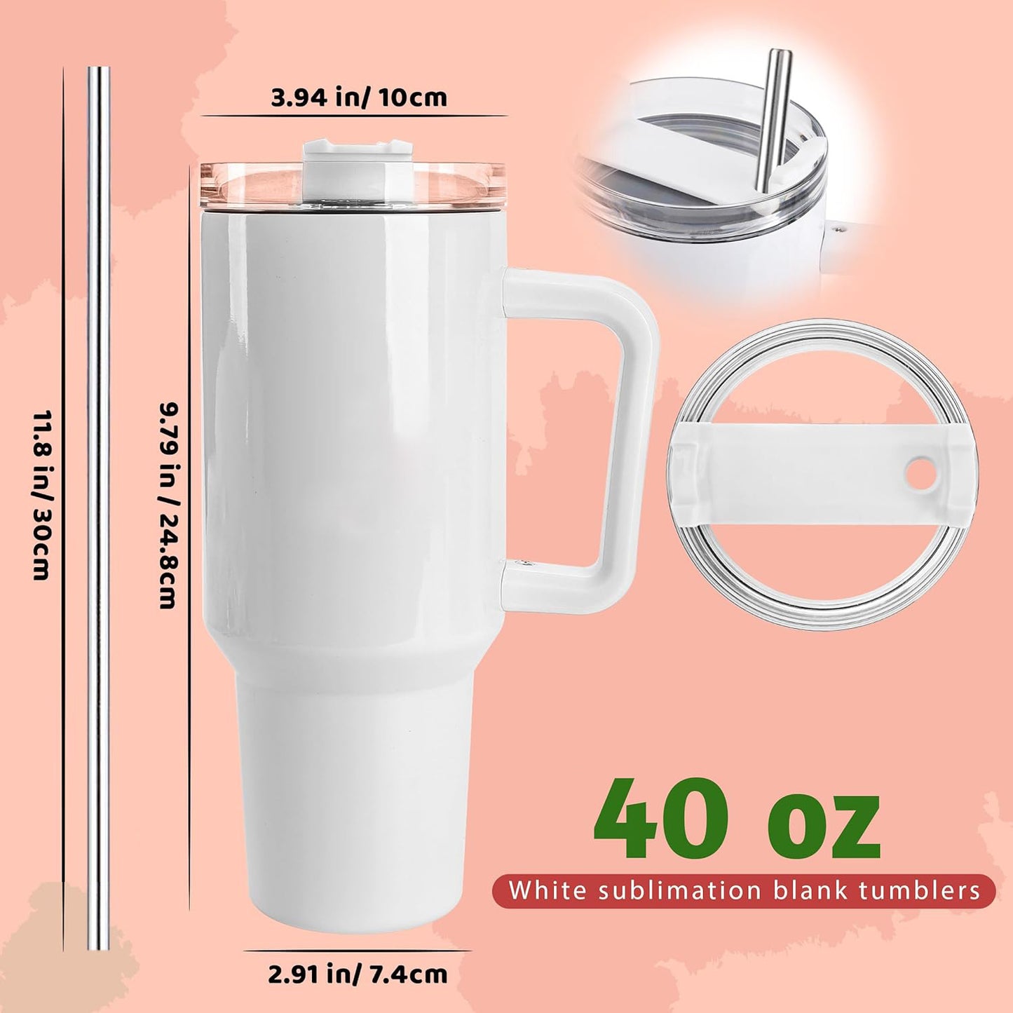 40 OZ Sublimation Tumblers with Handle
