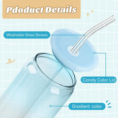 20 oz Glass Cups with Acrylic Lids (Gradient Color Top)