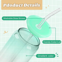 16 oz Glass Cups with Acrylic Lids (Gradient Color Top)