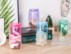 16 oz Glass Cups with Acrylic Lids (Gradient Color Top)