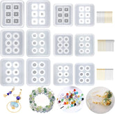12 Pcs Silicone Resin Bead Molds with Holes for Jewelry Making