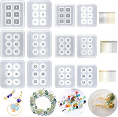 12 Pcs Silicone Resin Bead Molds with Holes for Jewelry Making