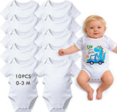 10 PCS Sublimation Baby Bodysuits Blanks Bulk Newborn Onesie Infant Romper for Heat Transfer 0–9 Months