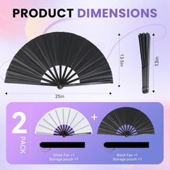 Joyclub 2 Pack Large Clapping Fans - Black+White