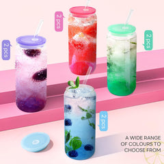 20 oz Glass Cups with Acrylic Lids (Gradient Color Bottom)