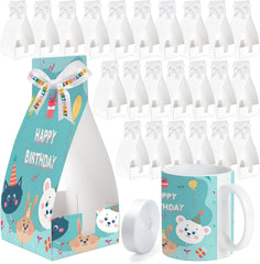 24 Pack White Gift Boxes with Ribbon for 11oz Sublimation Mugs Blanks